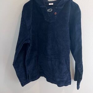 Birdwell Navy Blue Corduroy Hooded Pullover. XL.